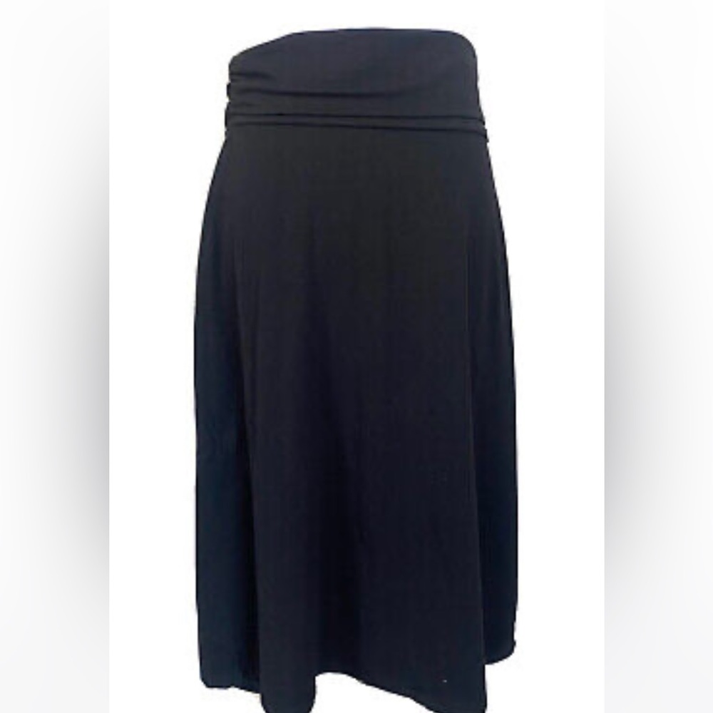 Eddie Bauer Womens Foldover Skirt Sz Medium Solid Black Pull On